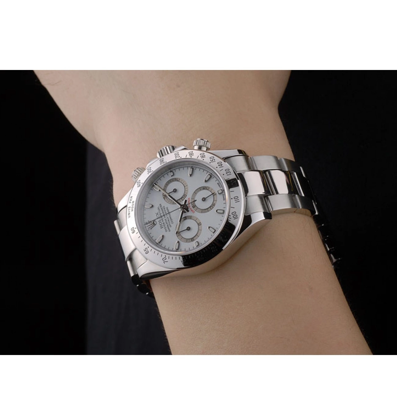 MiroTime 0811 Swiss Rolex Daytona Stainless Steel Bracelet White Dial 80297